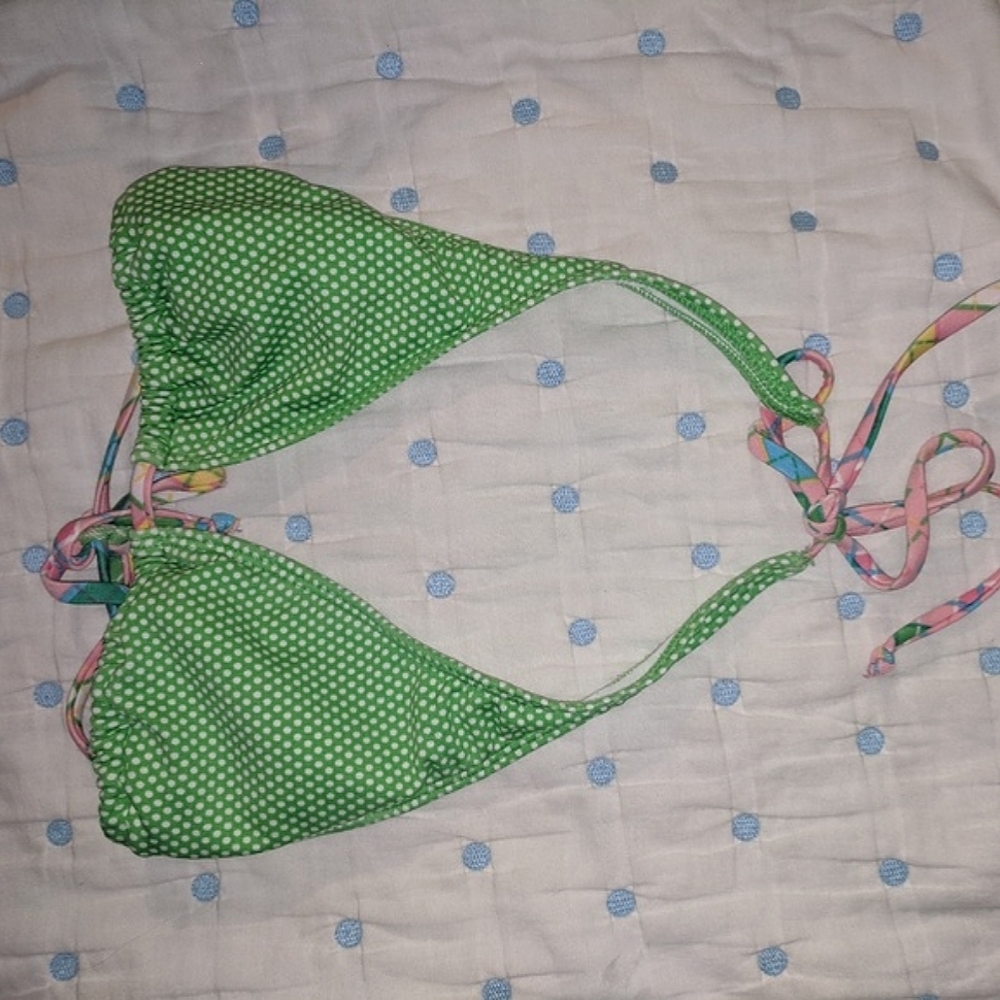 Polka dot green bikini top
